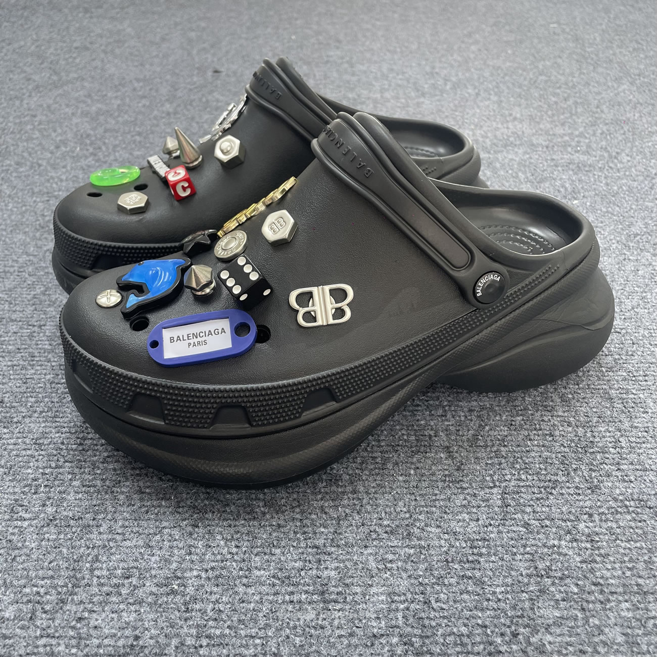 Balenciaga X Crocs Mule Black Silvery Multicolor Jibbitz Womens 720762 W0fow 1000 (11) - www.newkick.vip